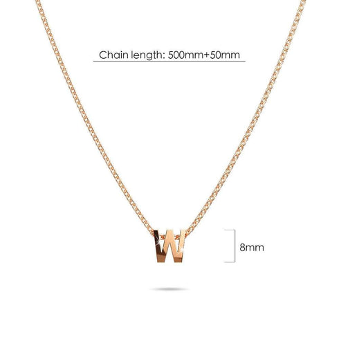 Initials Brick Alphabet Letter Necklace Rose Gold Layered Steel Jewellery